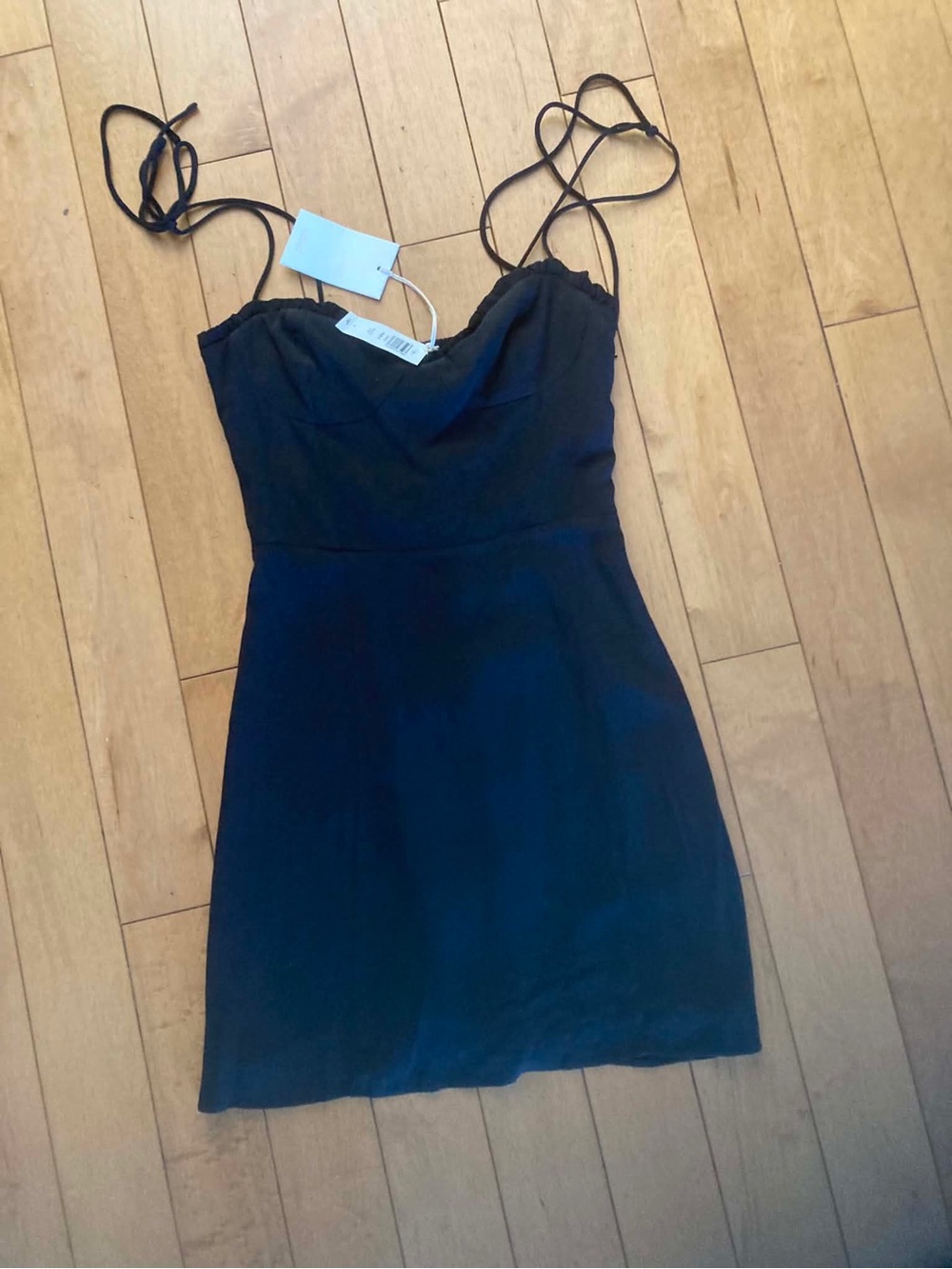 Aritzia Wilfred Fable Black Spaghetti Strap Mini Dress